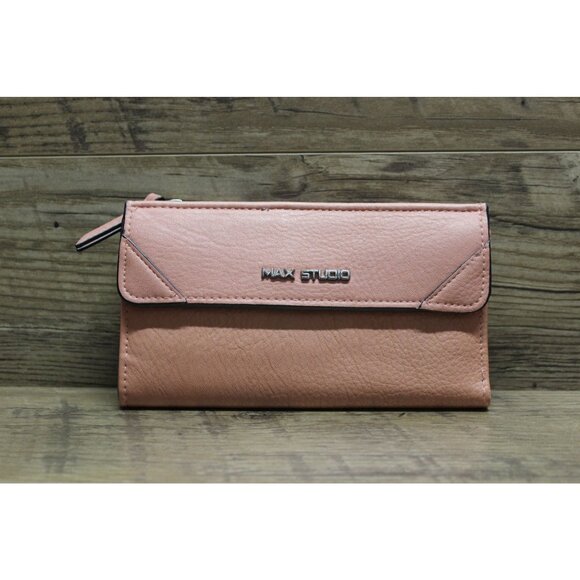 Max Studio women's pink double fold folding clutch‎ wallet - Picture 1 of 11